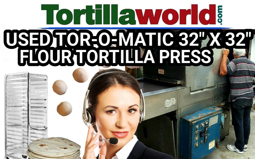 Used 32″ X 32″ Tor-O-Matic flour tortilla press for sale