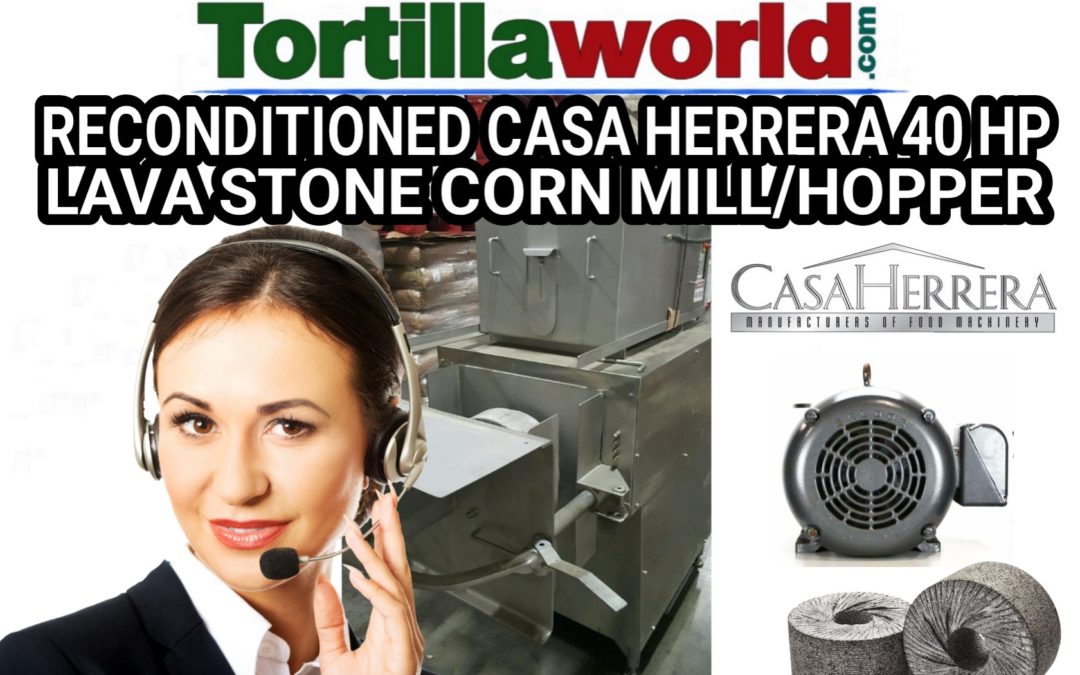 Casa Herrera reconditioned 40 HP corn mill with corn hopper for sale