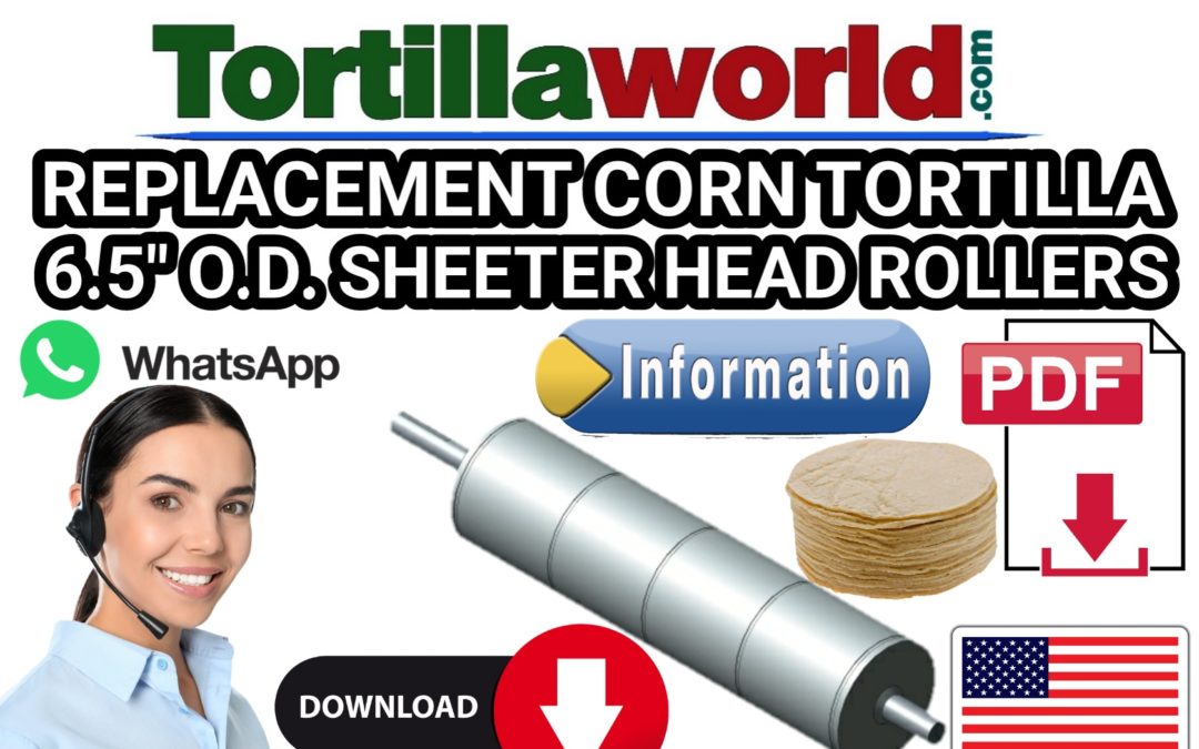 2 row corn tortilla 6½” O.D rollers (18″ & 22½”) for sale