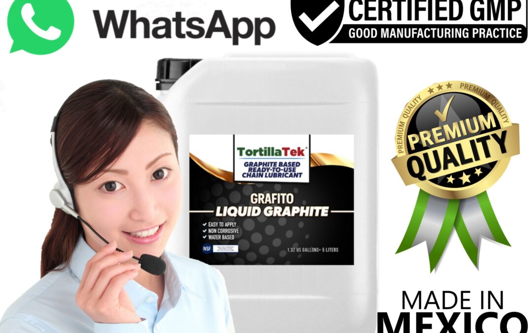 TortillaTek Graphite based Ready-To-Use oven chain lubricant for sale. GRAFITO Listo-Para-Usar