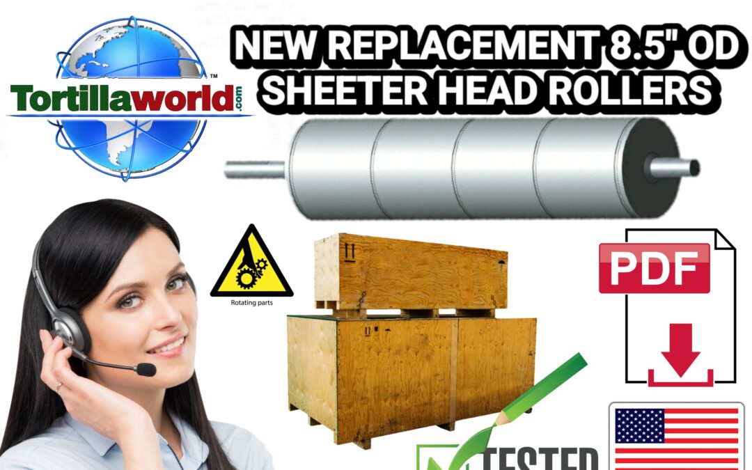 4 row corn tortilla 8½” O.D rollers for sale